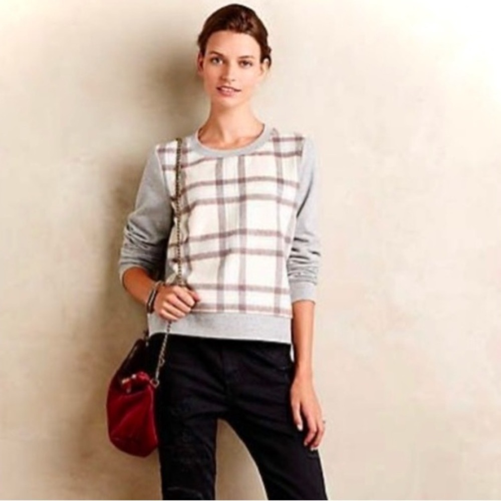 ANTHROPOLOGIE Saturday Sunday
Plaid White Red Wool Front Cotton
Crewneck women M